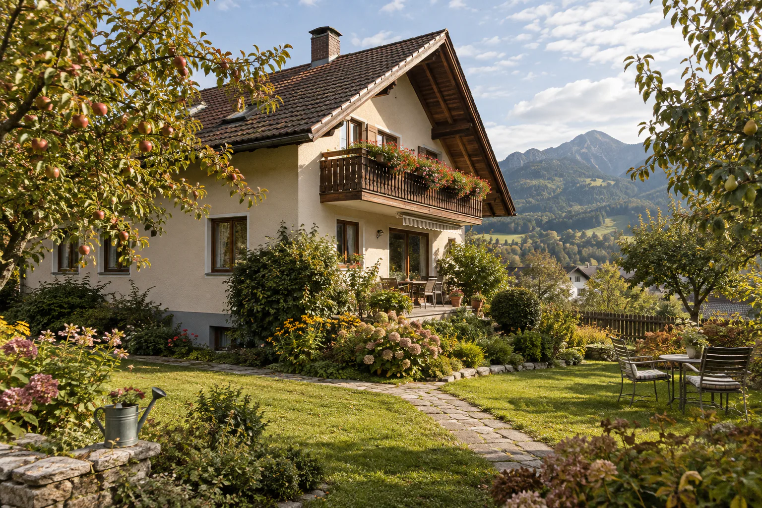 Gepflegtes österreichisches Familienhaus mit Obstgarten und Bergblick